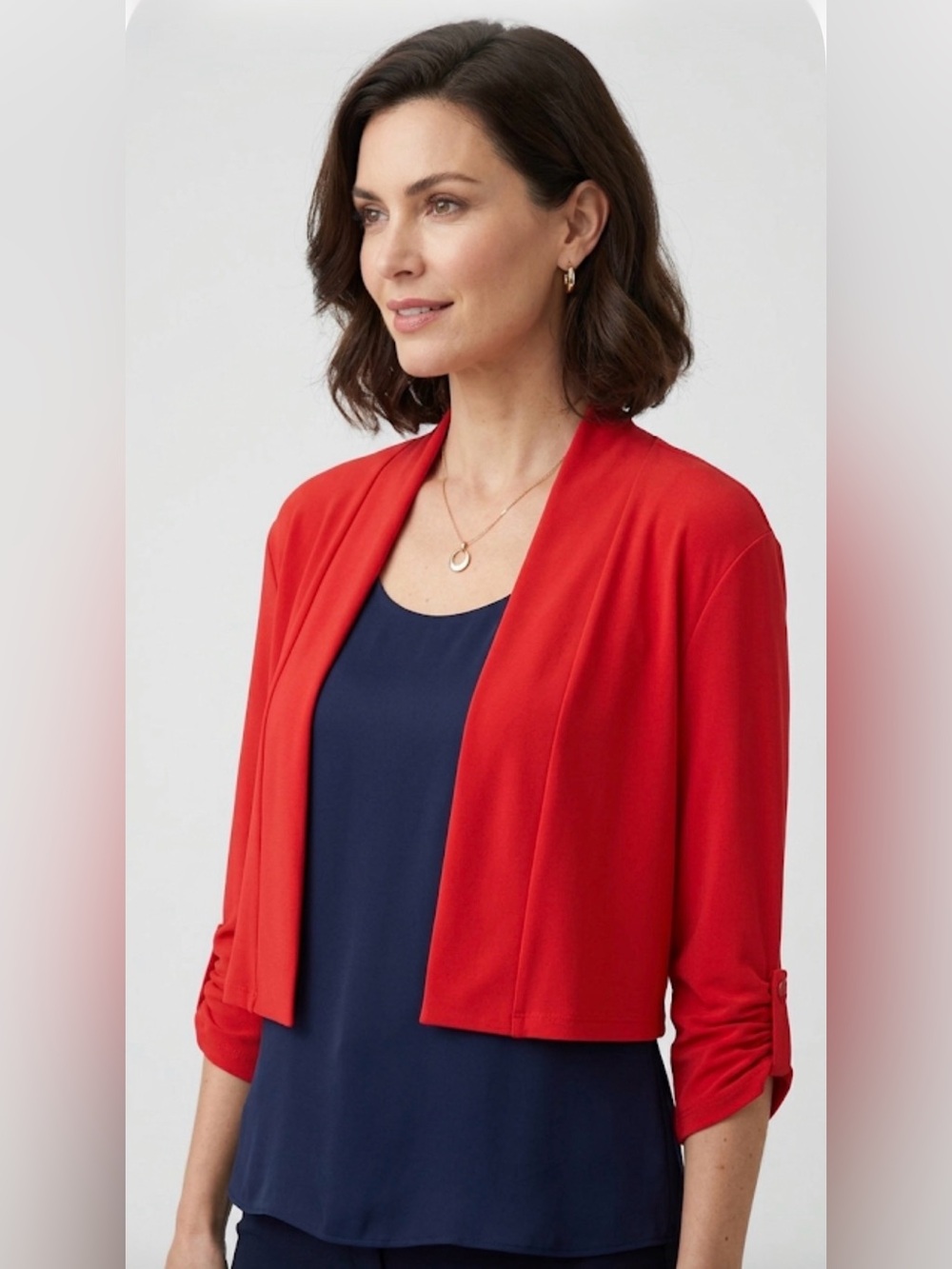 Joseph Ribkoff Open-Front Cropped Bolero in Red